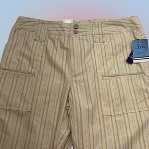 IZOD Women’s 12 Tan Striped Cropped Cotton Pant